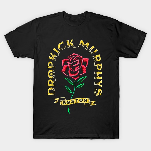 Flower rose boston punk band T-Shirt by WalkTogether